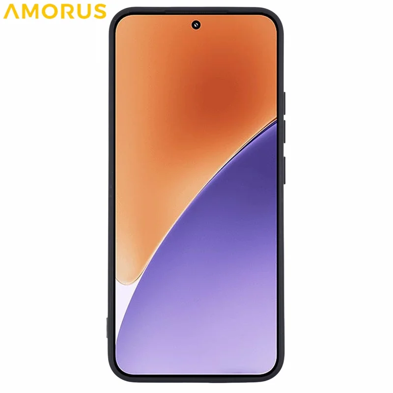 غطاء AMORUS لهاتف شاومي 15 برو، بفتحات دقيقة، مبطن بألياف، مقاوم للصدمات - أسود