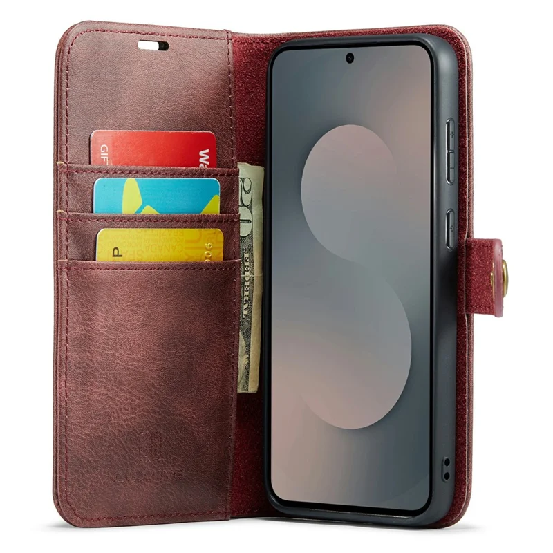DG.MING для чехла Samsung Galaxy S25 FE Съемный чехол из раздельной кожи - красный