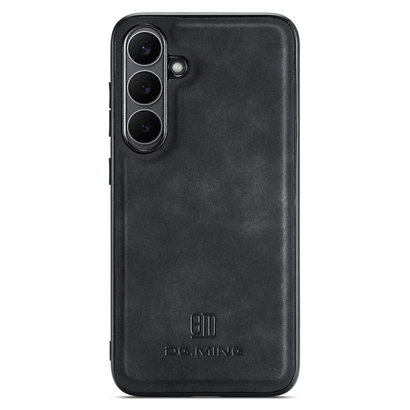 DG.MING Чехол для Samsung Galaxy S25 FE, гибридный чехол из ПУ-кожи и ПК + ТПУ - черный