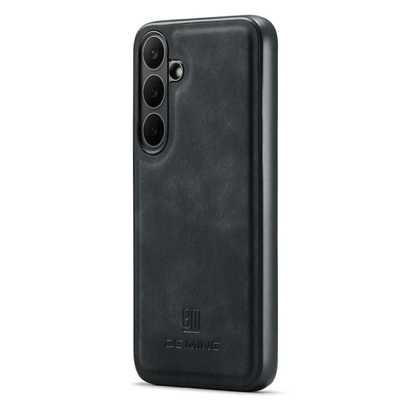 DG.MING Чехол для Samsung Galaxy S25 FE, гибридный чехол из ПУ-кожи и ПК + ТПУ - черный