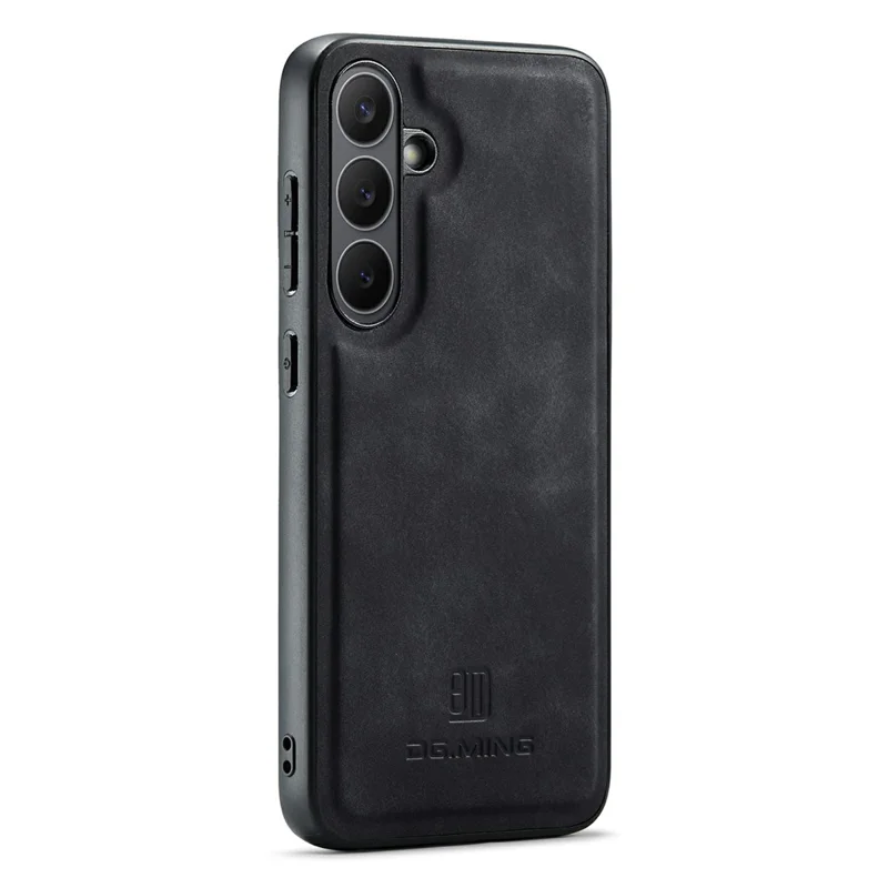 DG.MING Чехол для Samsung Galaxy S25 FE, гибридный чехол из ПУ-кожи и ПК + ТПУ - черный