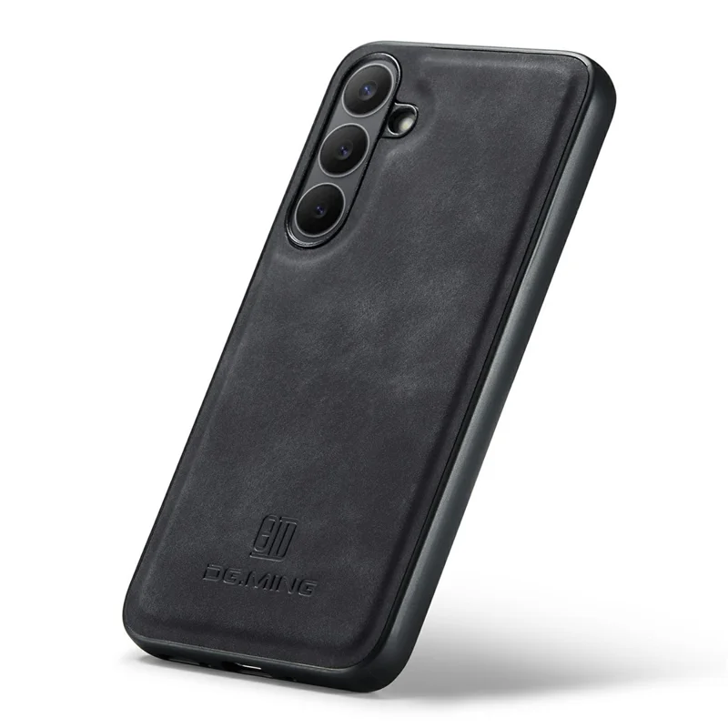 DG.MING Чехол для Samsung Galaxy S25 FE, гибридный чехол из ПУ-кожи и ПК + ТПУ - черный