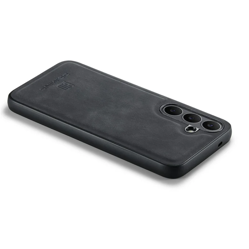 DG.MING Чехол для Samsung Galaxy S25 FE, гибридный чехол из ПУ-кожи и ПК + ТПУ - черный
