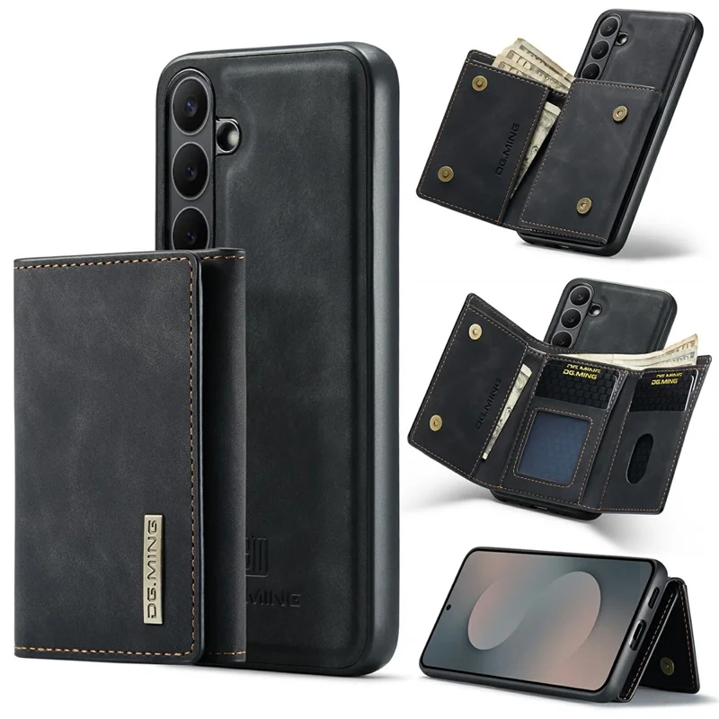 DG.MING M1 Серия для чехла Samsung Galaxy S25 FE с подставкой и съемным бумажником - черный