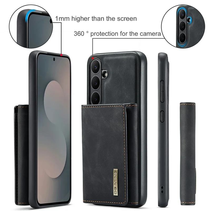 DG.MING M1 Серия для чехла Samsung Galaxy S25 FE с подставкой и съемным бумажником - черный