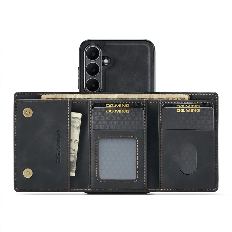 DG.MING M1 Серия для чехла Samsung Galaxy S25 FE с подставкой и съемным бумажником - черный