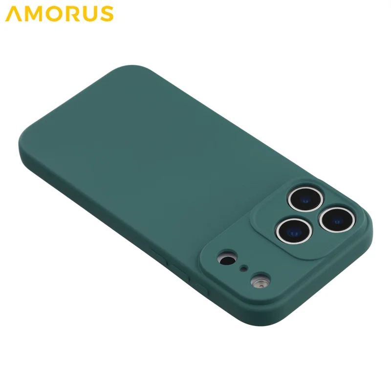 AMORUS For iPhone 17 Pro Max Case Precise Cutouts TPU Fiber Lining Shockproof Phone Cover - Army Green