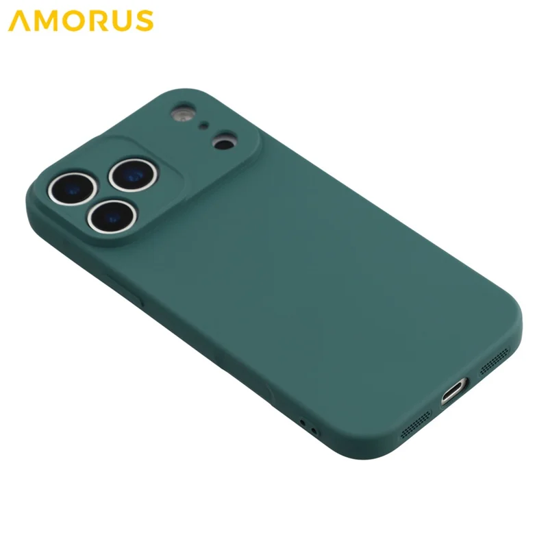 AMORUS For iPhone 17 Pro Case Precise Cutouts TPU Fiber Lining Shockproof Phone Cover - Army Green