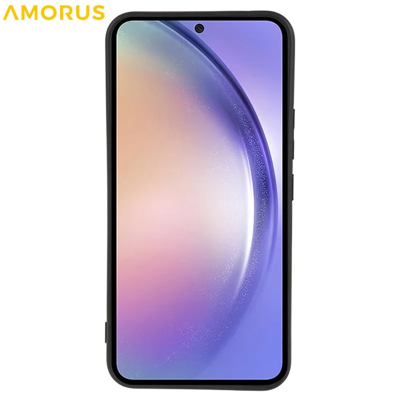 AMORUS For Samsung Galaxy S25 FE Case Precise Cutouts TPU Fiber Lining Shockproof Phone Cover - Black