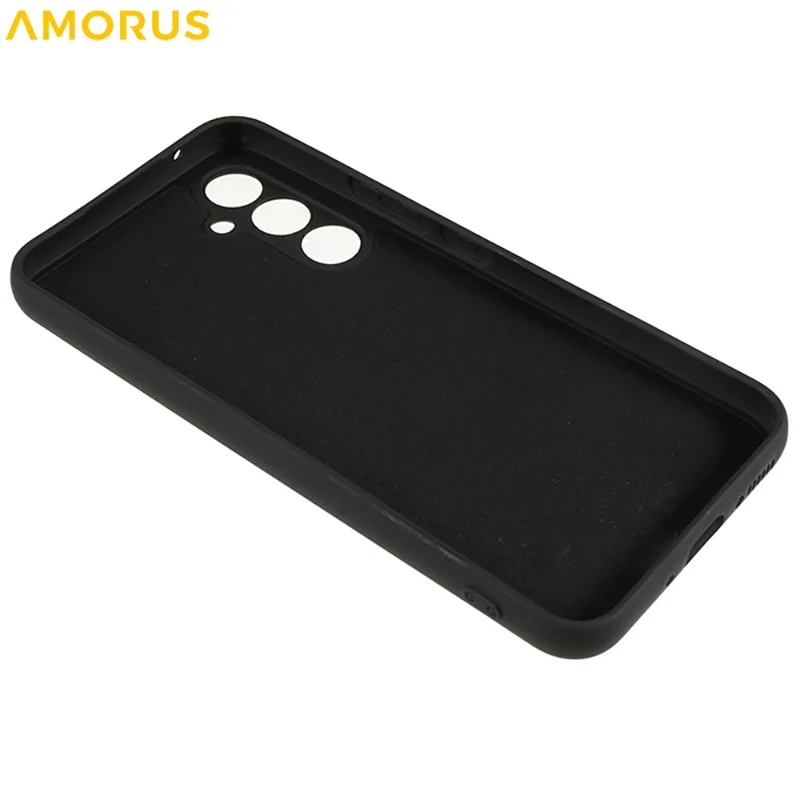 AMORUS For Samsung Galaxy S25 FE Case Precise Cutouts TPU Fiber Lining Shockproof Phone Cover - Black