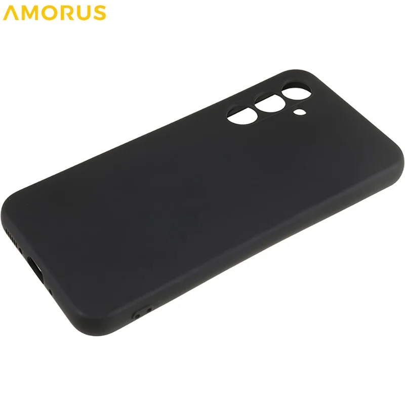 AMORUS For Samsung Galaxy S25 FE Case Precise Cutouts TPU Fiber Lining Shockproof Phone Cover - Black