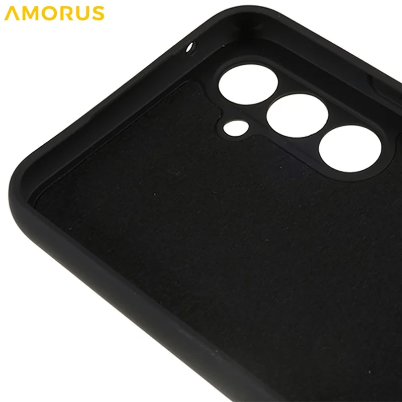 AMORUS Étui pour Samsung Galaxy S24 FE Découpes précises Doublure en fibre TPU Coque de téléphone antichoc - Noir