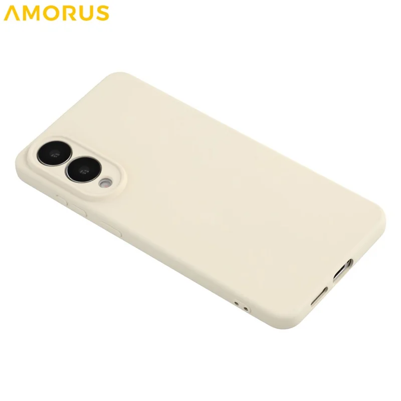 AMORUS Per Samsung Galaxy S25 Edge Custodia Tagli Precisi Rivestimento in Fibra TPU Antiurto Custodia per Telefono - Bianco