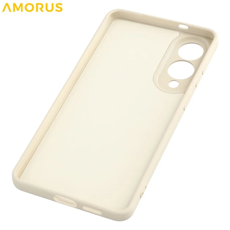 AMORUS Per Samsung Galaxy S25 Edge Custodia Tagli Precisi Rivestimento in Fibra TPU Antiurto Custodia per Telefono - Bianco
