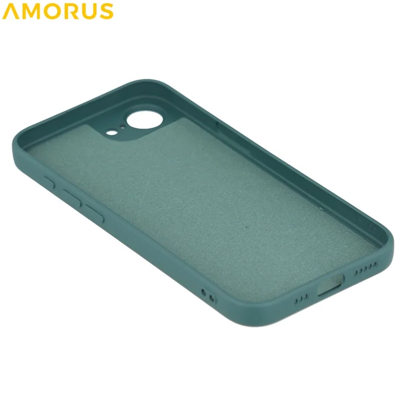 AMORUS For iPhone 16e Case Precise Cutouts TPU Fiber Lining Shockproof Phone Cover - Army Green