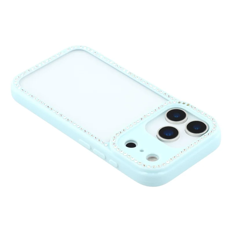 For iPhone 17 Pro Case Sparkling Rhinestone Decor TPU + PC Clear Phone Back Cover - Blue