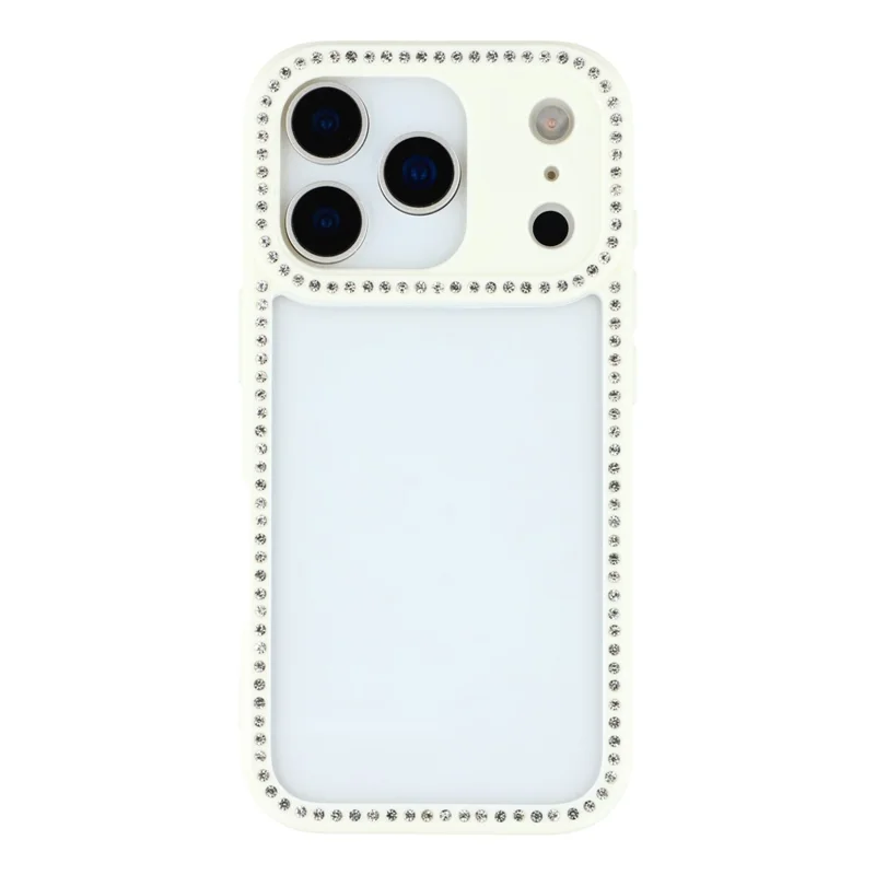 For iPhone 18 Pro / 17 Pro Case Sparkling Rhinestone Decor TPU + PC Clear Phone Back Cover - White