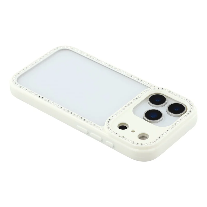 For iPhone 18 Pro / 17 Pro Case Sparkling Rhinestone Decor TPU + PC Clear Phone Back Cover - White