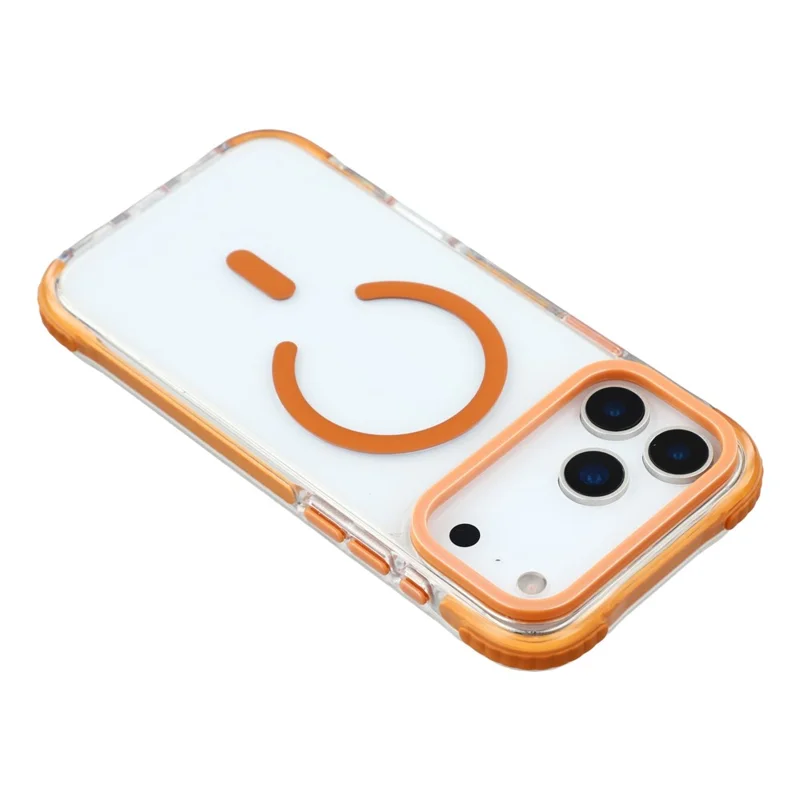 MUTURAL For iPhone 17 Pro Max Case Compatible with MagSafe Reinforced Corners PC + TPU Clear Phone Cover - Orange