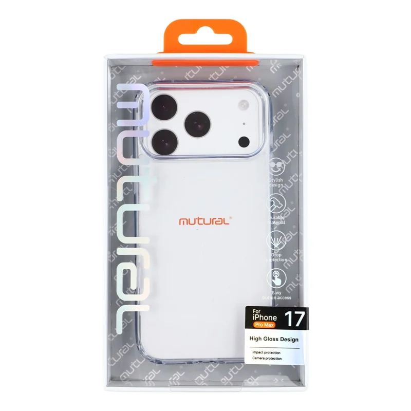 MUTURAL For iPhone 17 Pro Case Rounded Edge TPU + PC Clear Phone Cover