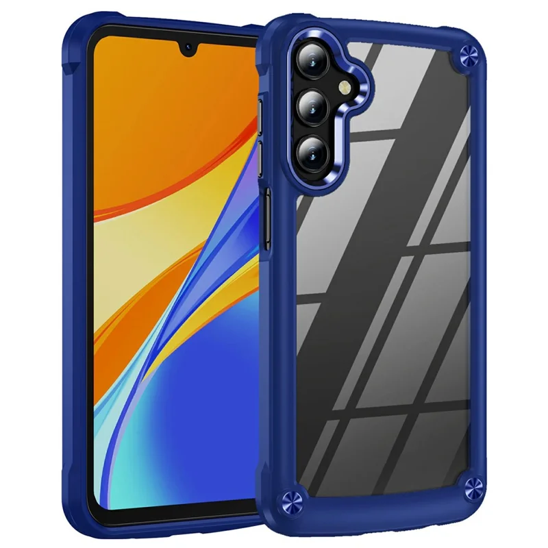 For Samsung Galaxy A17 5G / A17 4G Case Anti-Drop Alloy Lens Frame PC + TPU Phone Cover - Blue