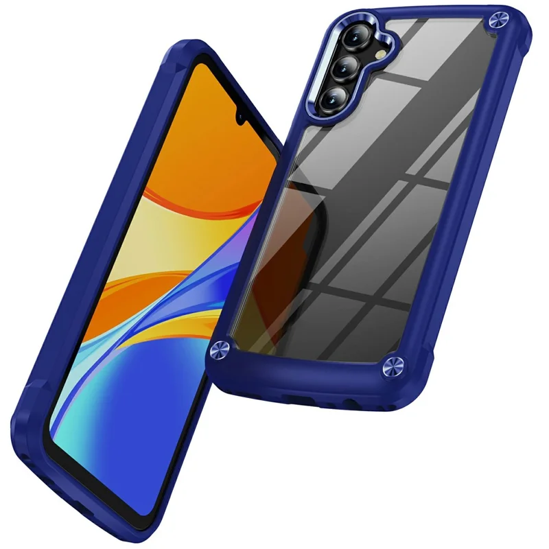 For Samsung Galaxy A17 5G / A17 4G Case Anti-Drop Alloy Lens Frame PC + TPU Phone Cover - Blue