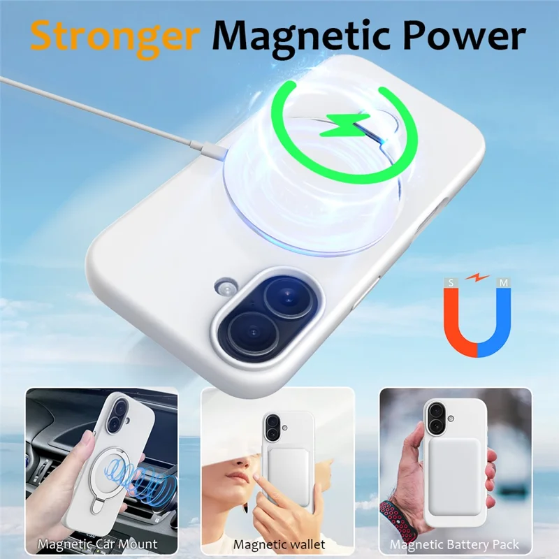 Per iPhone 17 Custodia Compatibile con MagSafe Supporto Pieghevole PC + Custodia in Silicone - Bianco