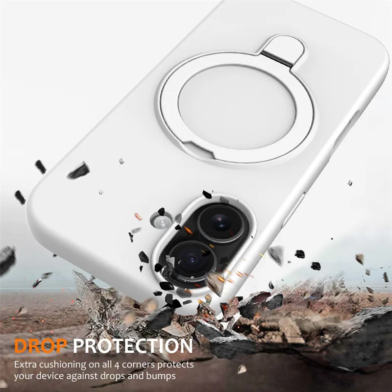 Per iPhone 17 Custodia Compatibile con MagSafe Supporto Pieghevole PC + Custodia in Silicone - Bianco