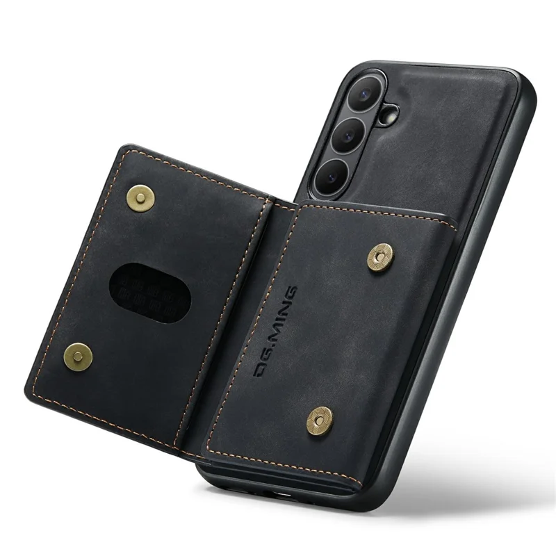 DG.MING M2 Series for Samsung Galaxy S25 FE Case PU + PC + TPU Phone Cover Detachable Wallet - Black