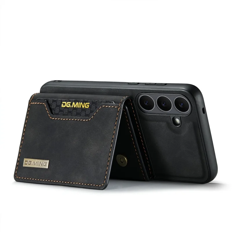 DG.MING M2 Series for Samsung Galaxy S25 FE Case PU + PC + TPU Phone Cover Detachable Wallet - Black
