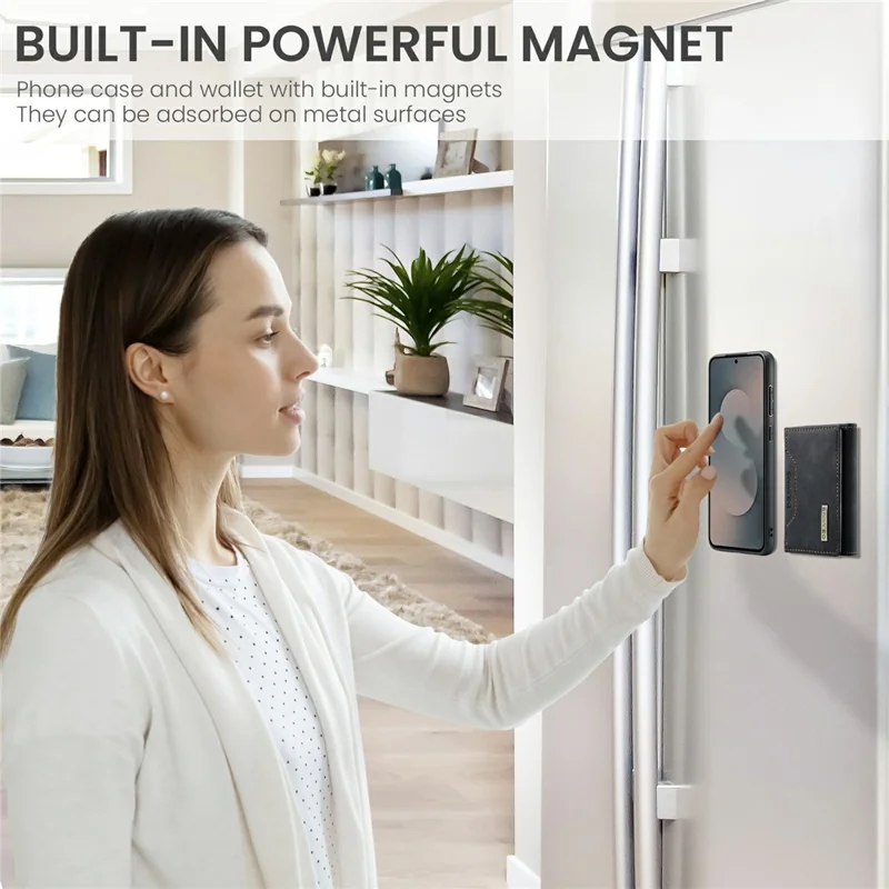 DG.MING M2 Series for Samsung Galaxy S25 FE Case PU + PC + TPU Phone Cover Detachable Wallet - Black