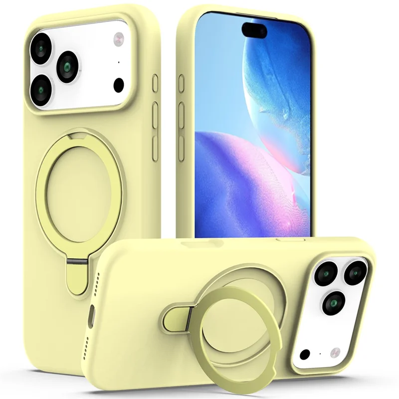 For iPhone 17 Pro Case Compatible with MagSafe Kickstand PC + Silicone Phone Cover - Yellow