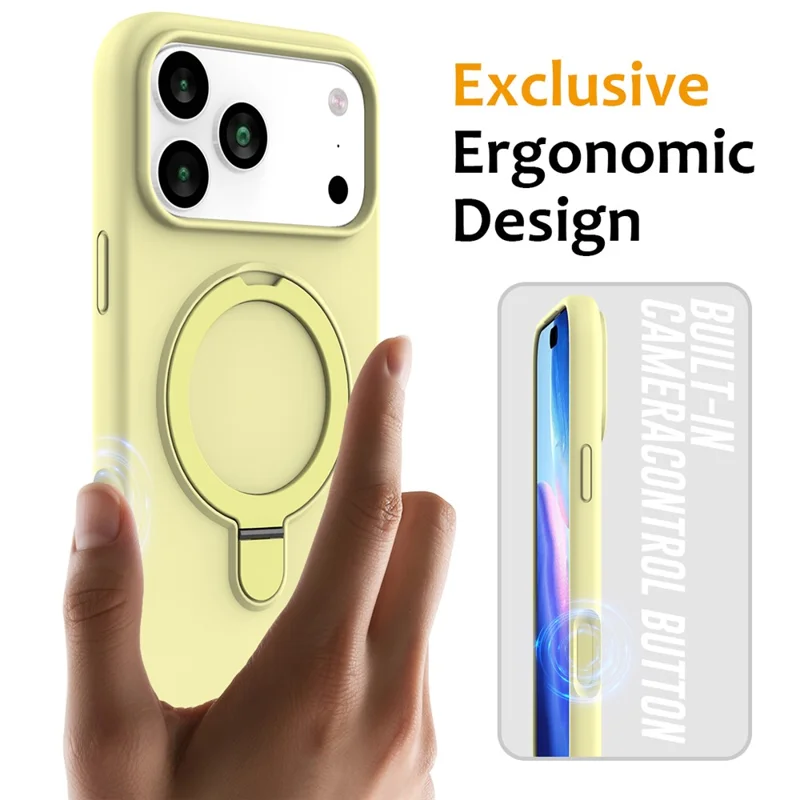 For iPhone 17 Pro Case Compatible with MagSafe Kickstand PC + Silicone Phone Cover - Yellow