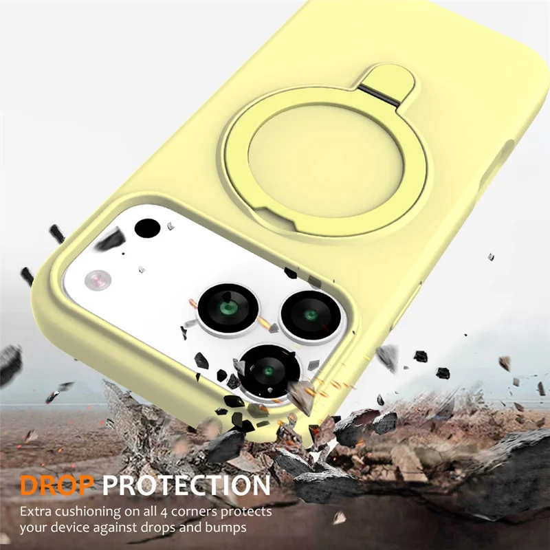For iPhone 17 Pro Case Compatible with MagSafe Kickstand PC + Silicone Phone Cover - Yellow