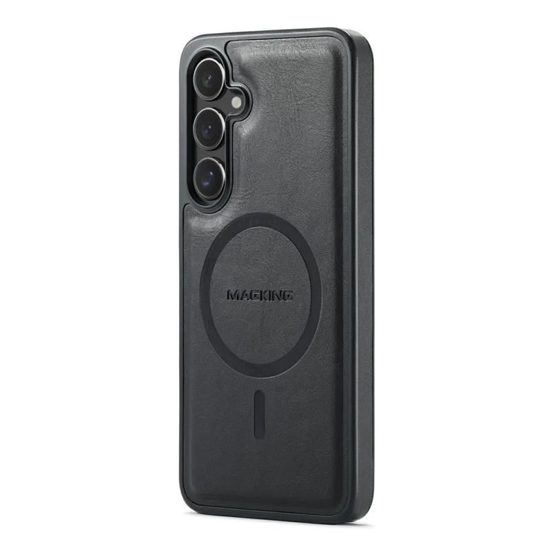 MAGKING K1 Series For Samsung Galaxy S25 FE Magnetic Case PC + TPU + PU Leather Phone Cover - Black