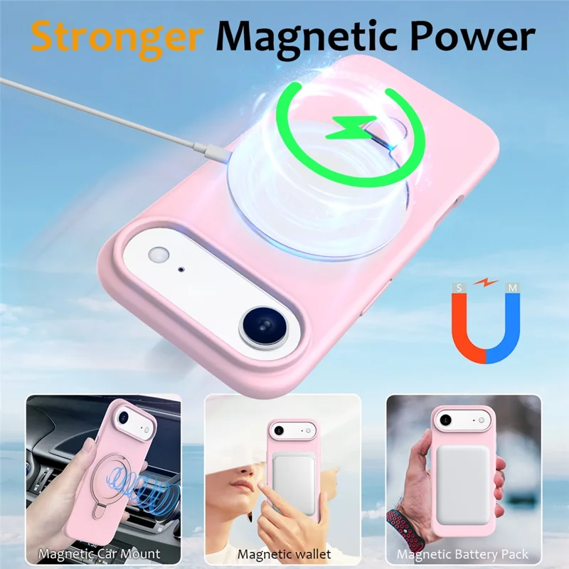 Étui Air Compatible avec iPhone 17 MagSafe avec Support - Gris Rose