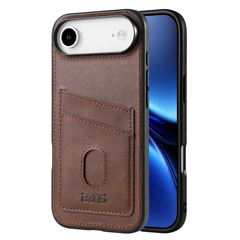 AZNS K1 Serie für iPhone 17 Air Hülle Kalbsleder-Textur Stoßfest PU + TPU Handyhülle - Kaffee
