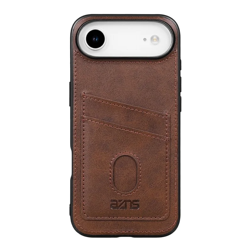 AZNS K1 Serie für iPhone 17 Air Hülle Kalbsleder-Textur Stoßfest PU + TPU Handyhülle - Kaffee