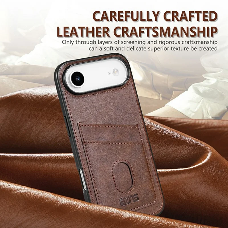 AZNS K1 Serie für iPhone 17 Air Hülle Kalbsleder-Textur Stoßfest PU + TPU Handyhülle - Kaffee