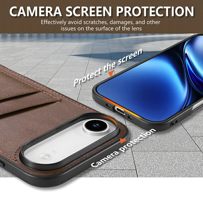 AZNS K1 Serie für iPhone 17 Air Hülle Kalbsleder-Textur Stoßfest PU + TPU Handyhülle - Kaffee