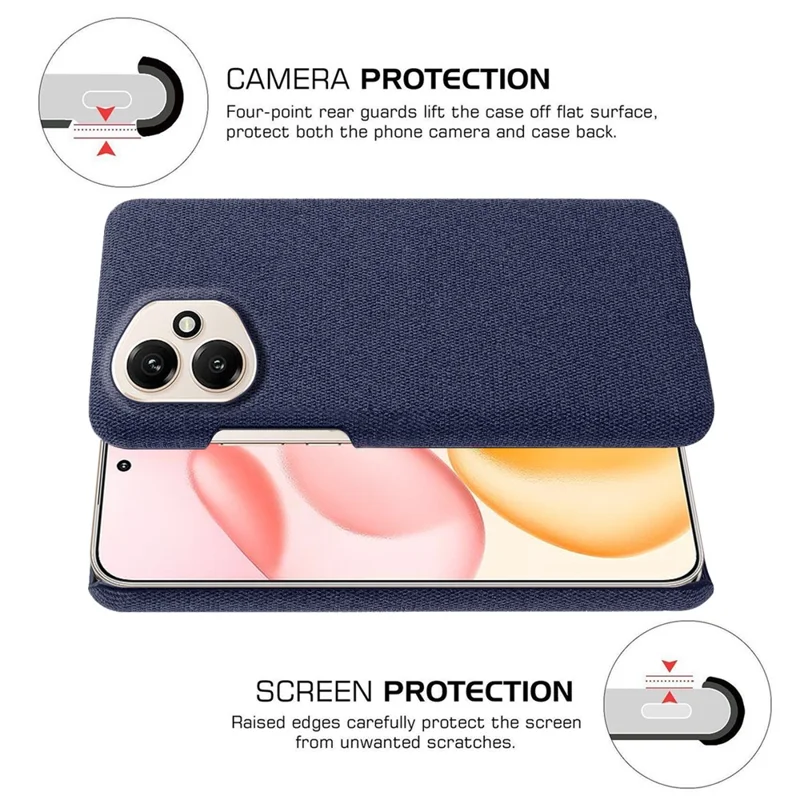 For Honor 400 5G (Global) Phone Case Cloth Texture Anti-Scratch Protective PC Back Cover - Blue
