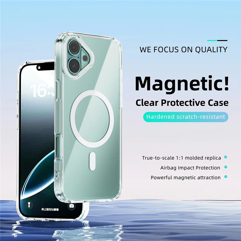 Funda ABEEL para iPhone 16 Plus Compatible con MagSafe Antiarañazos Transparente TPU PC Carcasa Trasera para Teléfono - Blanco