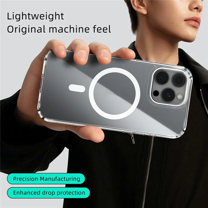 ABEEL Para iPhone 16 Pro Max Funda Compatible con MagSafe Anti Arañazos Claro TPU PC Cubierta Trasera del Teléfono - Blanco