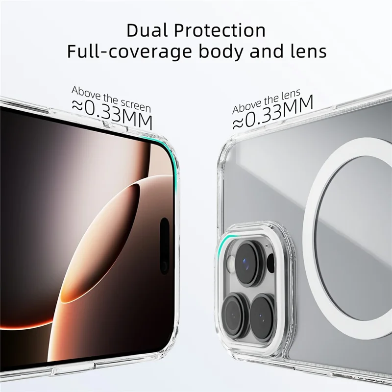 ABEEL Para iPhone 16 Pro Max Funda Compatible con MagSafe Anti Arañazos Claro TPU PC Cubierta Trasera del Teléfono - Blanco