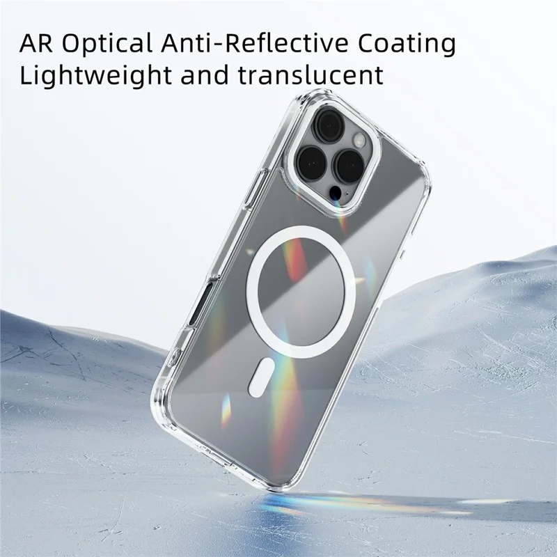 ABEEL Para iPhone 16 Pro Max Funda Compatible con MagSafe Anti Arañazos Claro TPU PC Cubierta Trasera del Teléfono - Blanco