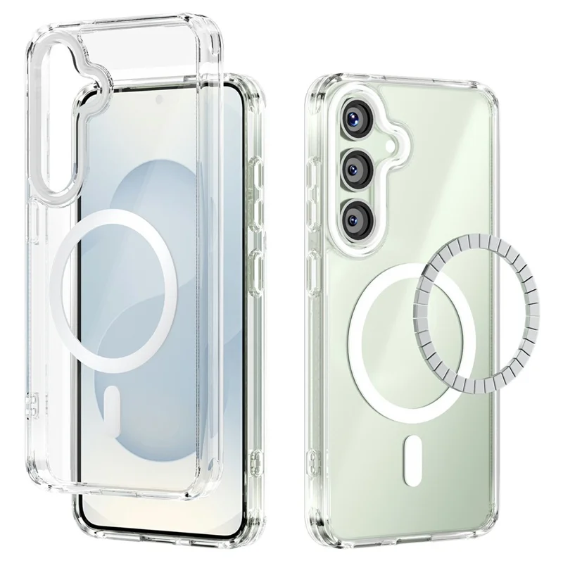 Funda ABEEL para Samsung Galaxy S25 Compatible con MagSafe, Antiarañazos, Transparente, TPU PC, Carcasa Trasera para Teléfono - Blanco