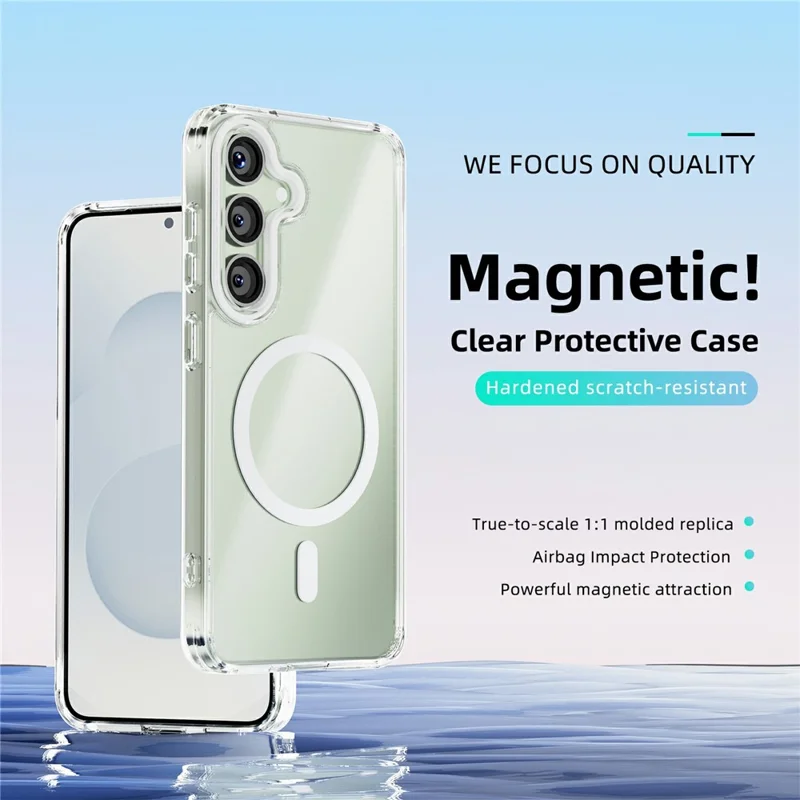 Funda ABEEL para Samsung Galaxy S25 Compatible con MagSafe, Antiarañazos, Transparente, TPU PC, Carcasa Trasera para Teléfono - Blanco