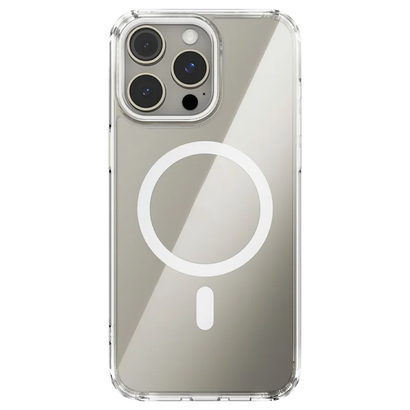 Funda ABEEL para iPhone 15 Pro Compatible con MagSafe, Antiarañazos, Transparente, TPU PC, Cubierta Trasera para Teléfono - Blanco
