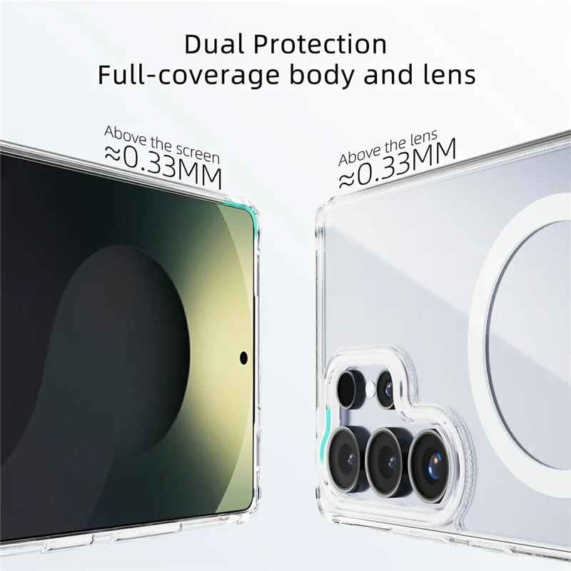 ABEEL Funda para Samsung Galaxy S25 Ultra Compatible con MagSafe Antiarañazos Cubierta Trasera de Teléfono de TPU PC Transparente - Blanco