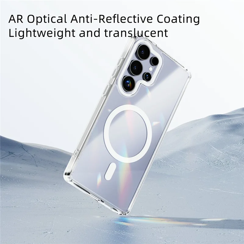 ABEEL Funda para Samsung Galaxy S25 Ultra Compatible con MagSafe Antiarañazos Cubierta Trasera de Teléfono de TPU PC Transparente - Blanco